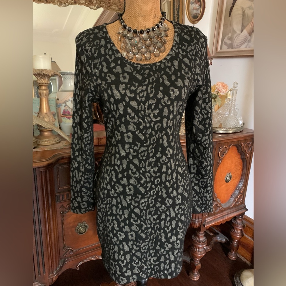 Pre-loved Material Girl Sexy Classy Metallic Leopard Print Stretch Mini Dress